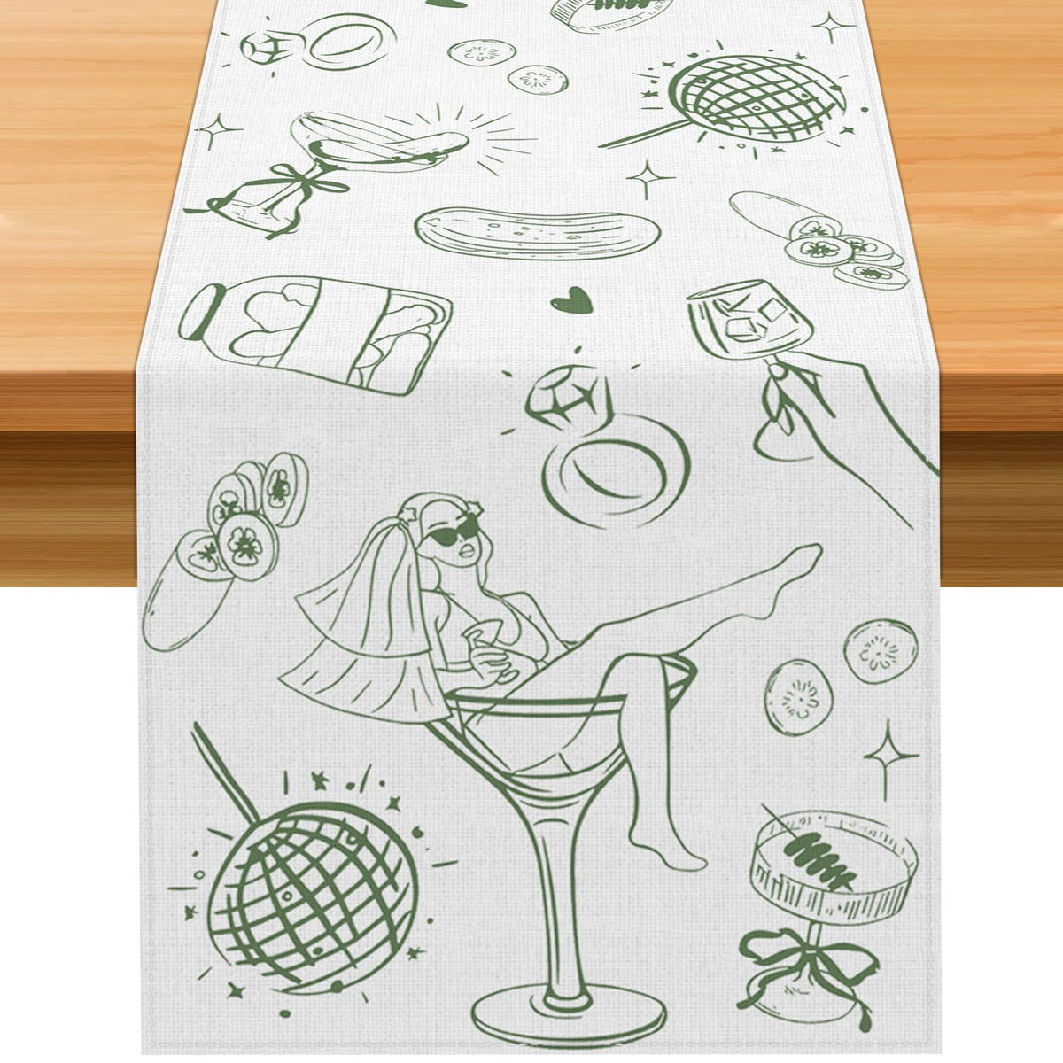 Hafangry Last Pickle table runner 13x72 inches on dining table