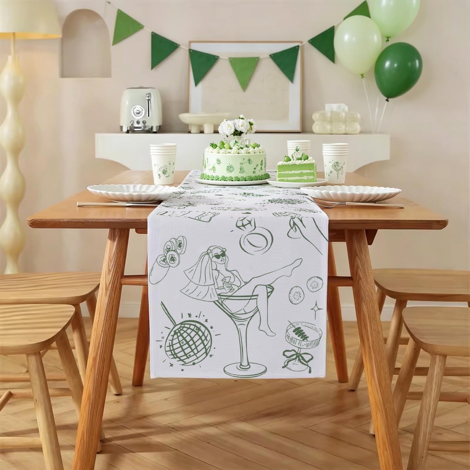 Hafangry Last Pickle table runner used for bachelorette party decor