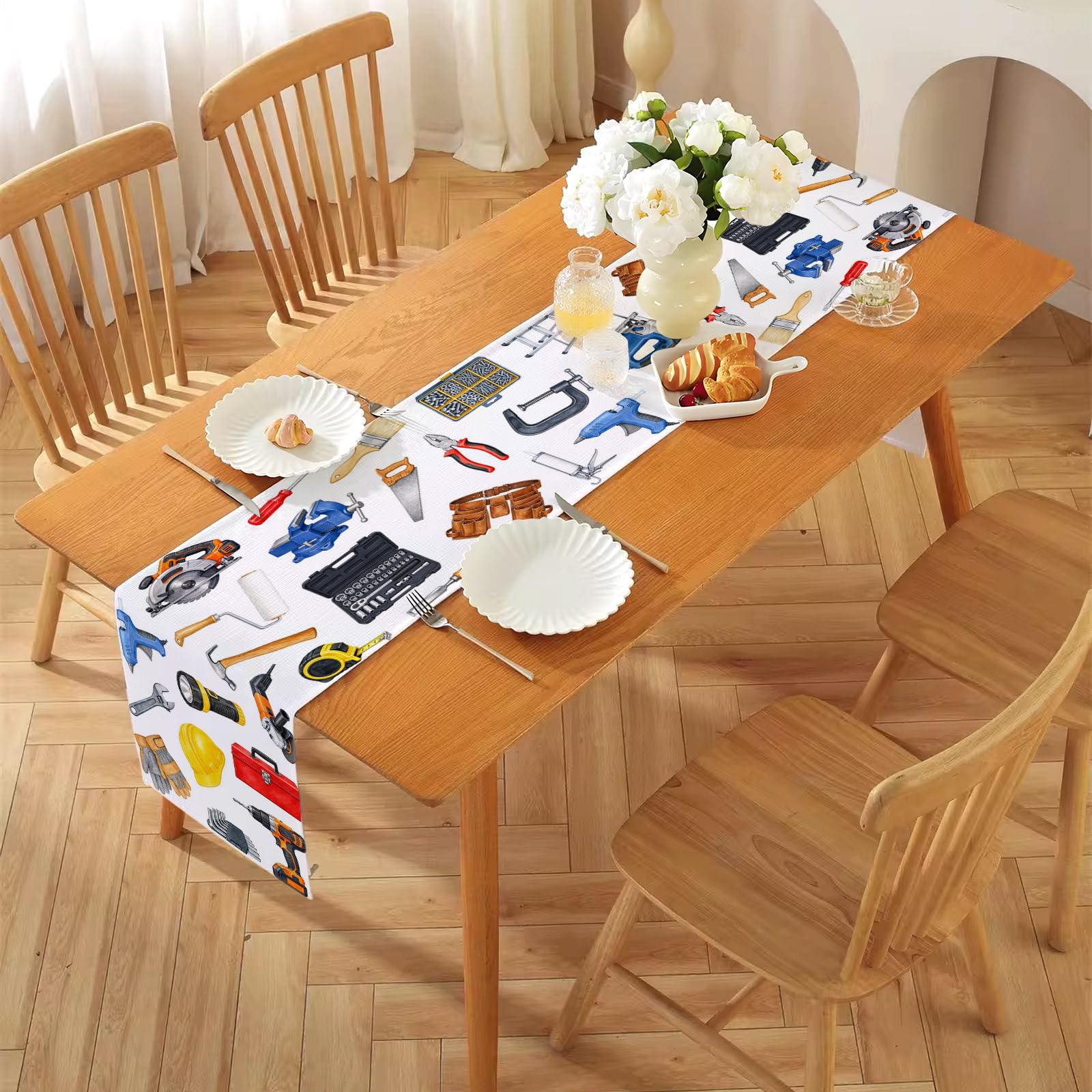 Polyester linen-like finish table runner Hafangry 72 inch