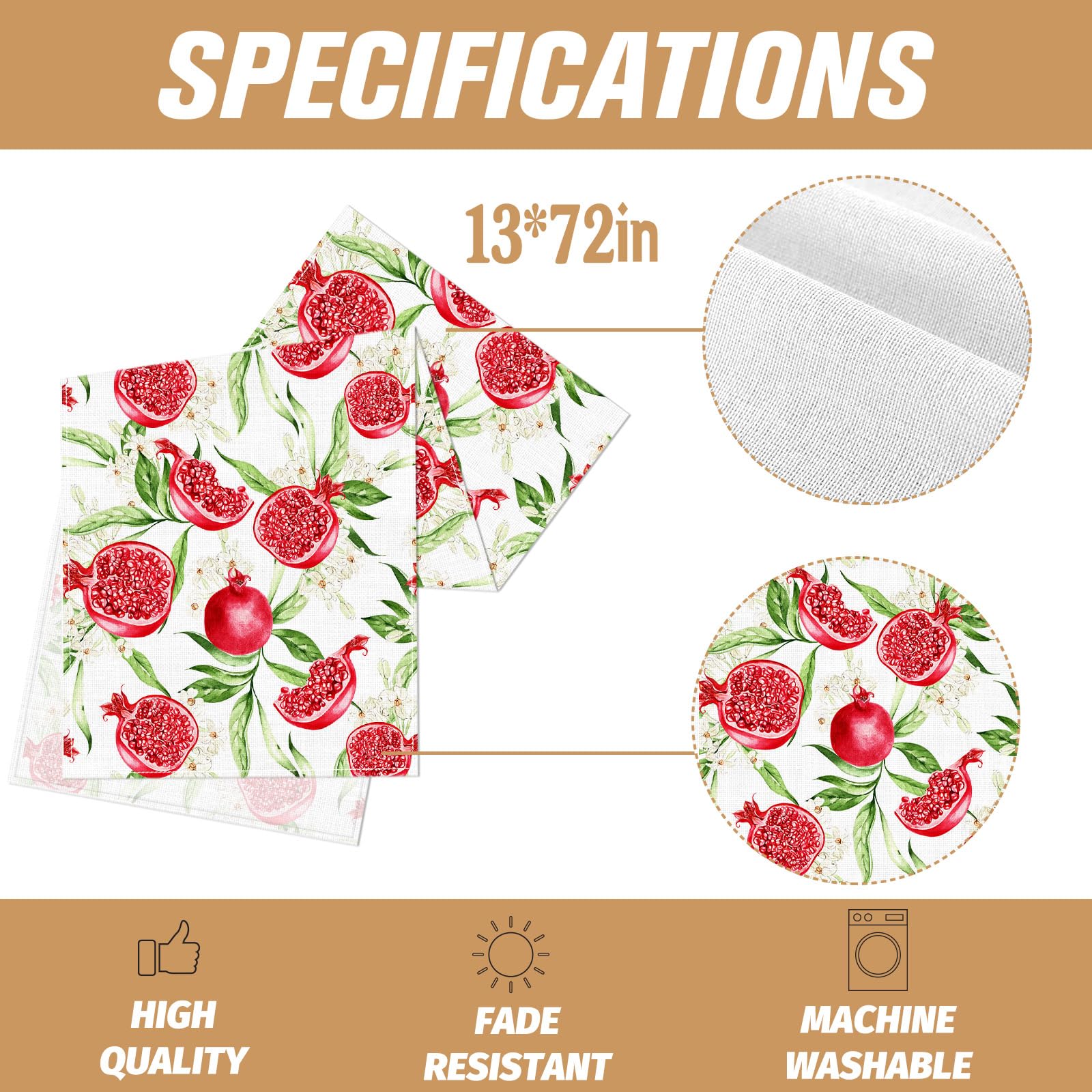 Bright colors and vivid patterns on rosh hashanah table runner
