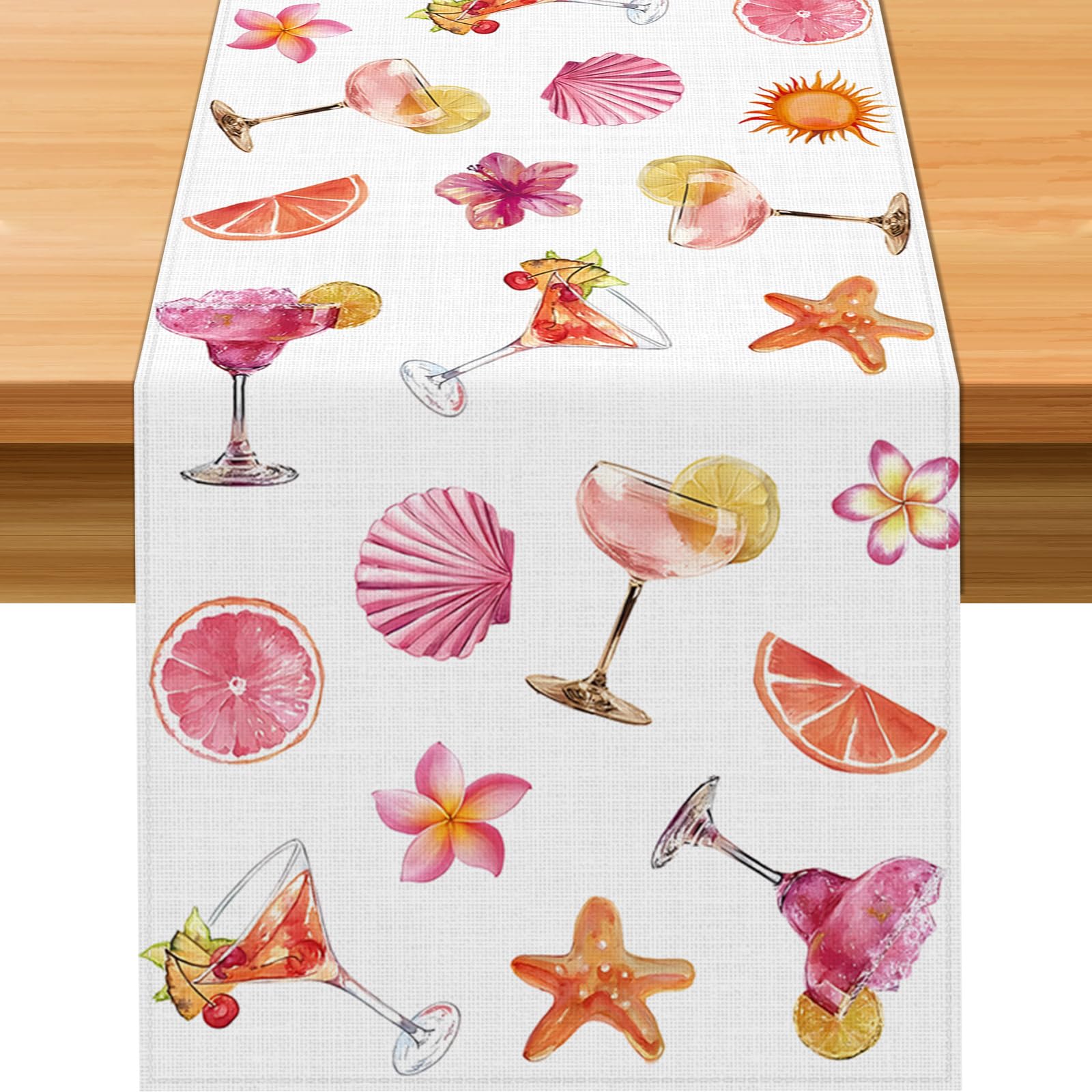 hafangry sunset soiree table runner on pink orange dining table