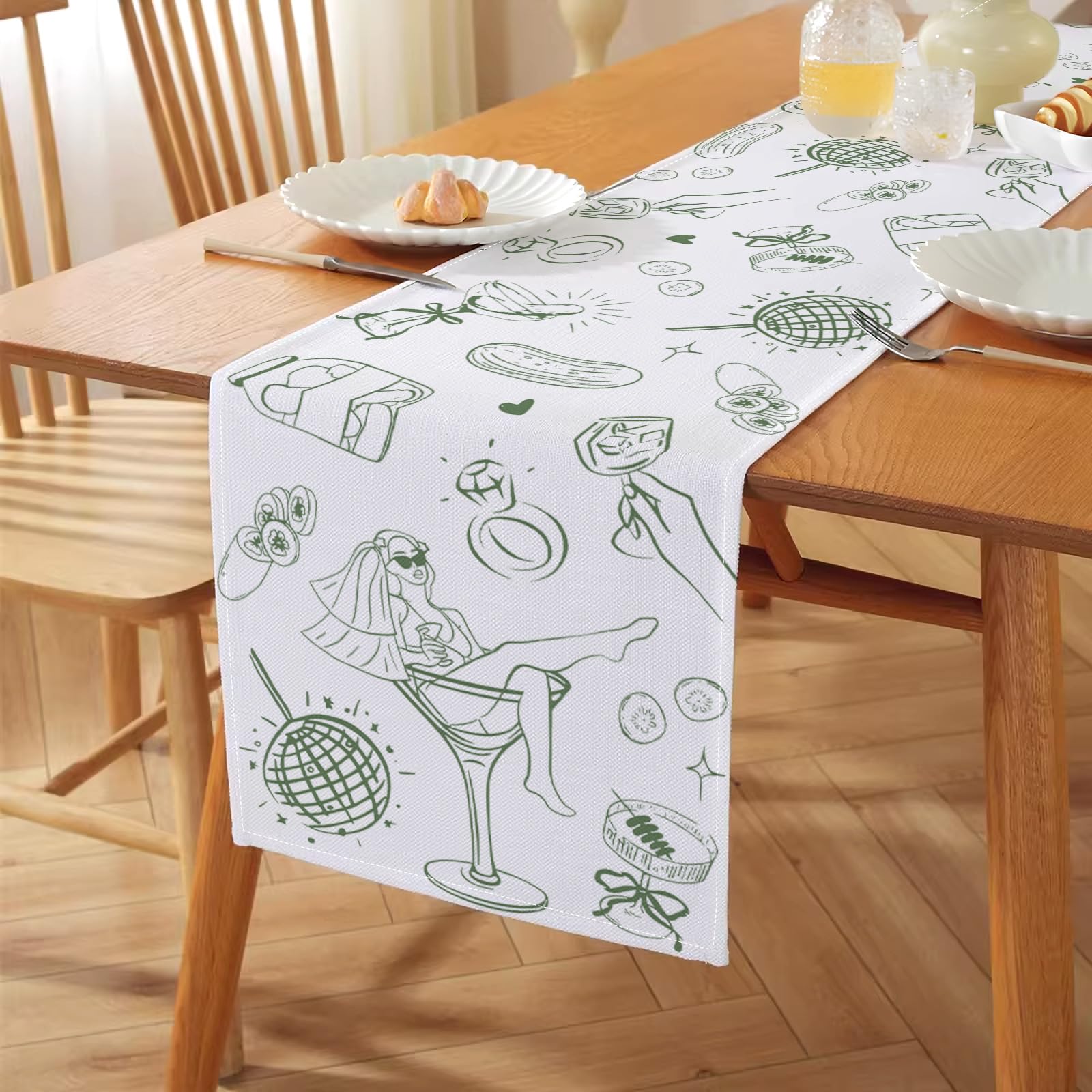 Polyester linen like Hafangry table runner for bridal shower decor