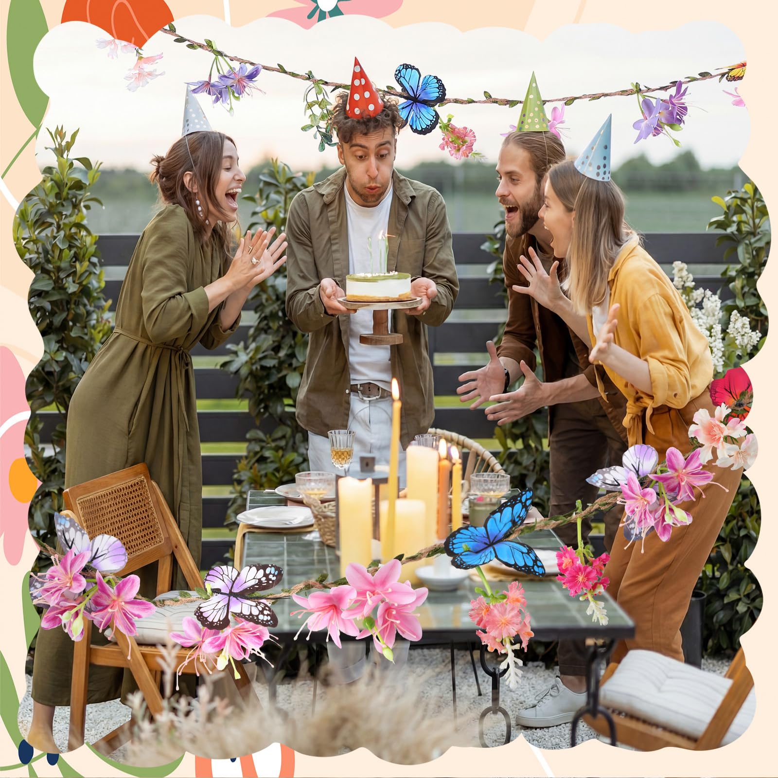Hahafelt versatile garland banner for garden tea party and fairy theme