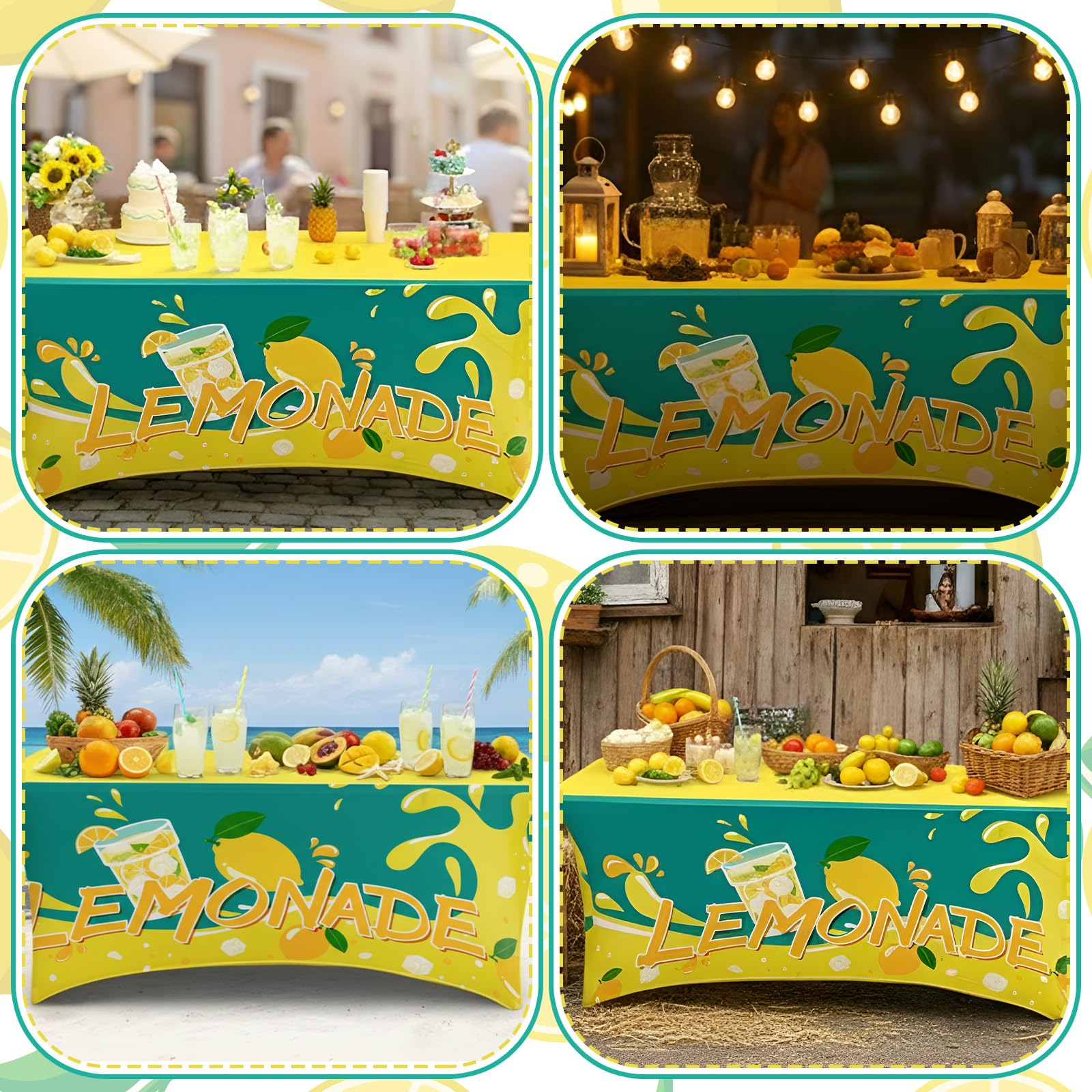 Lemon tablecloths for outdoor birthday party decor
