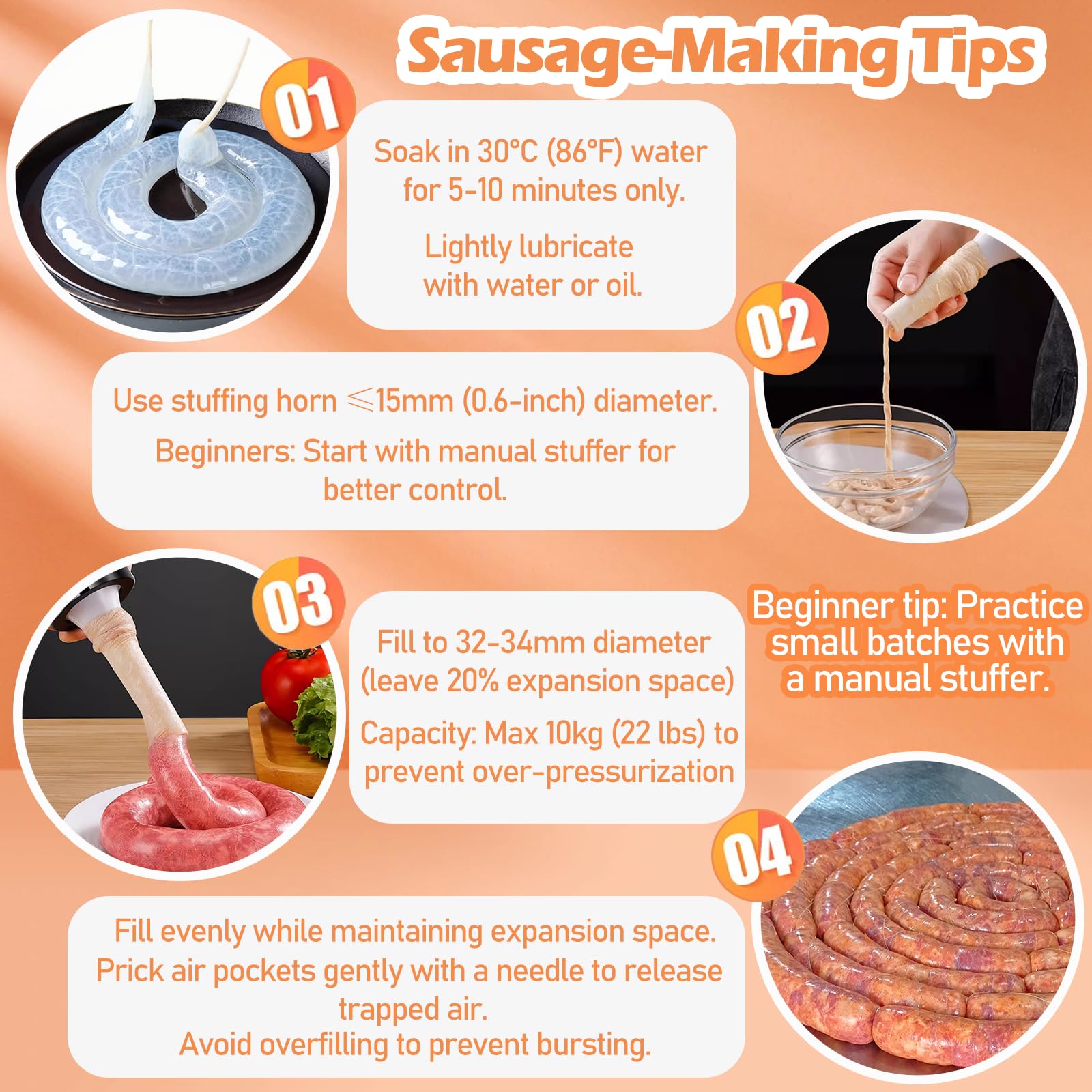 Breakfast sausage and Italian sausage casing variety