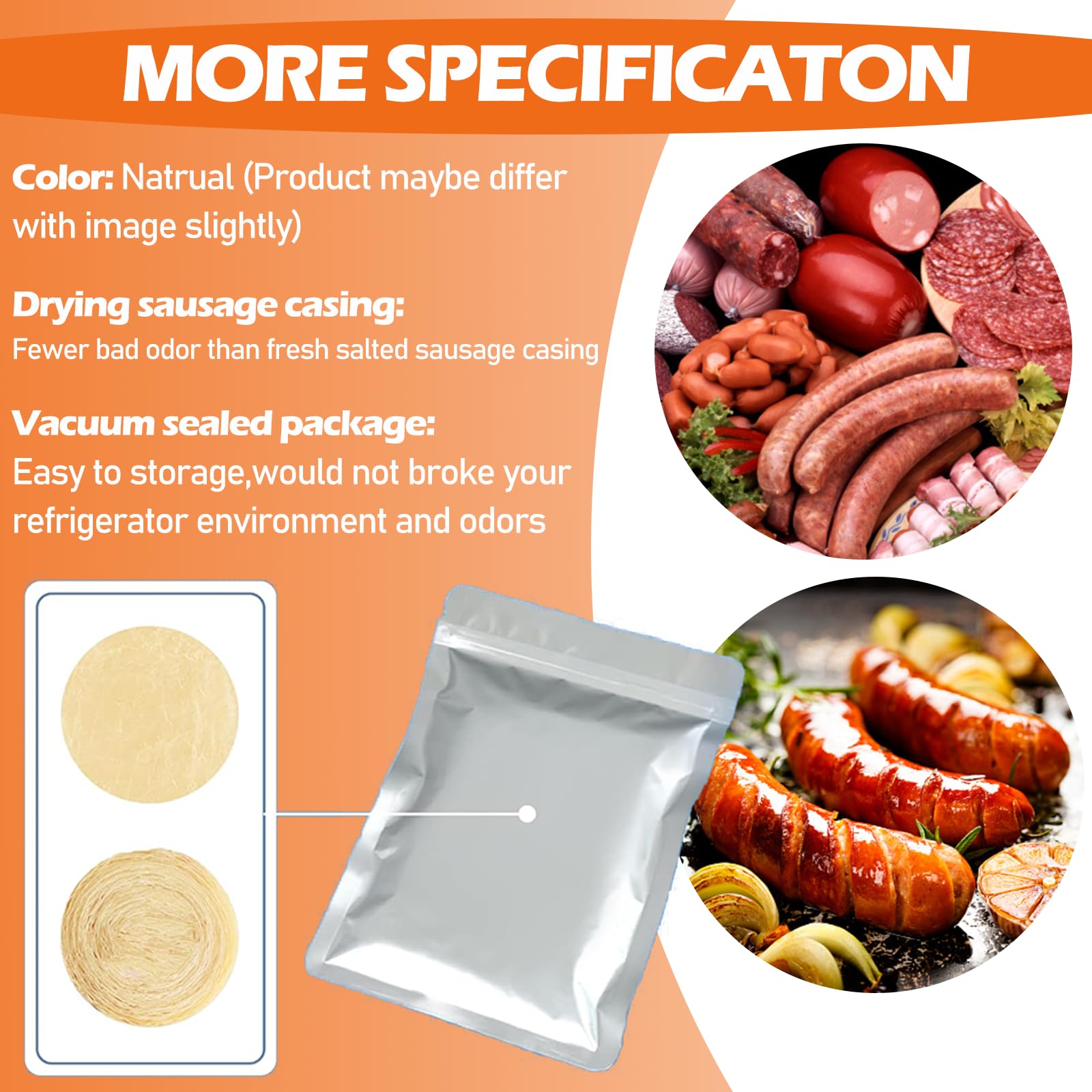8m/26ft sausage casing roll suitable for various sausages