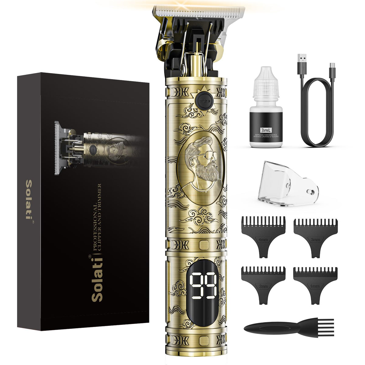 hair clippers for men with LCD display and titanium blades