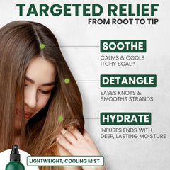 Hair detangler spray on hair strand