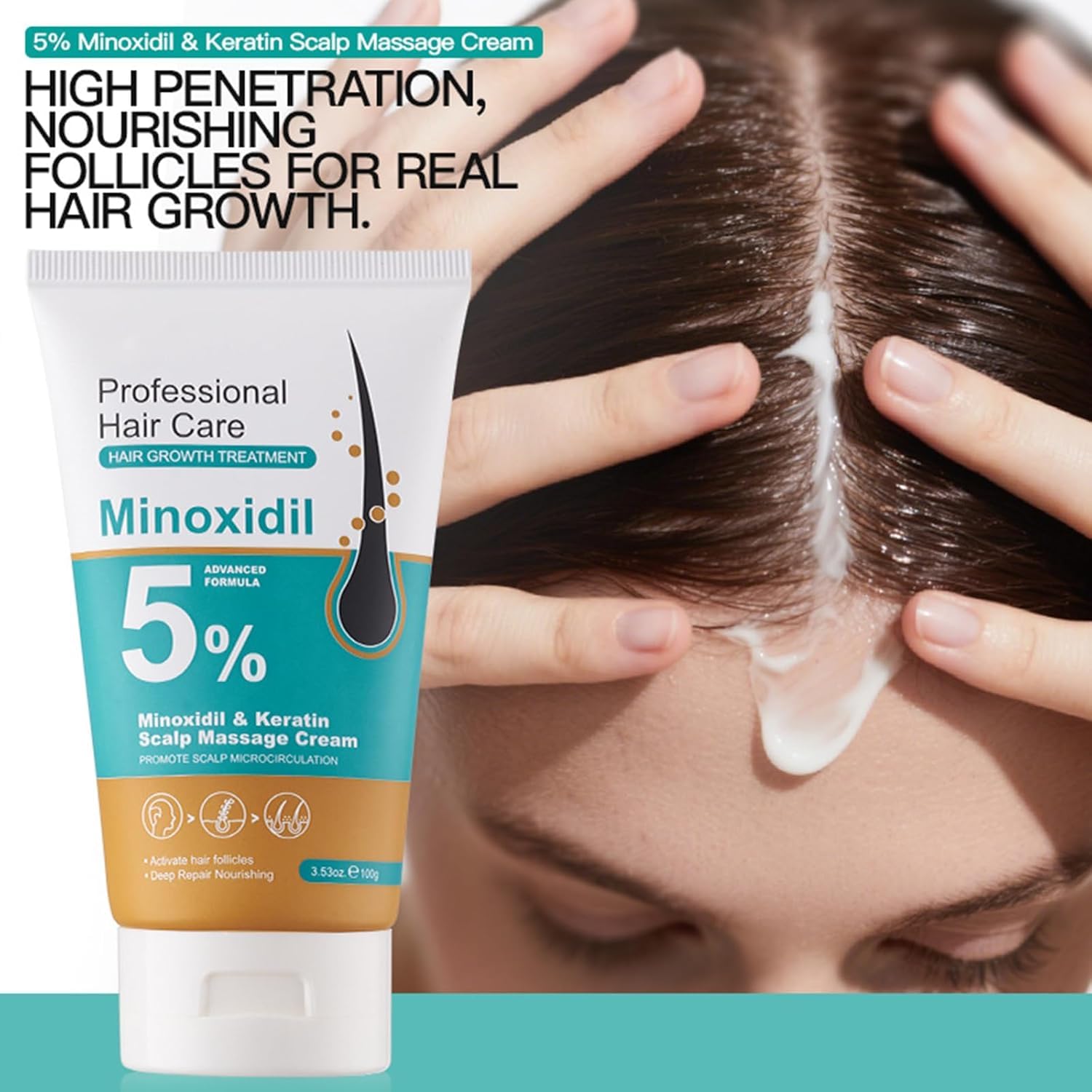 biotin vitamin enriched minoxidil scalp growth cream close up