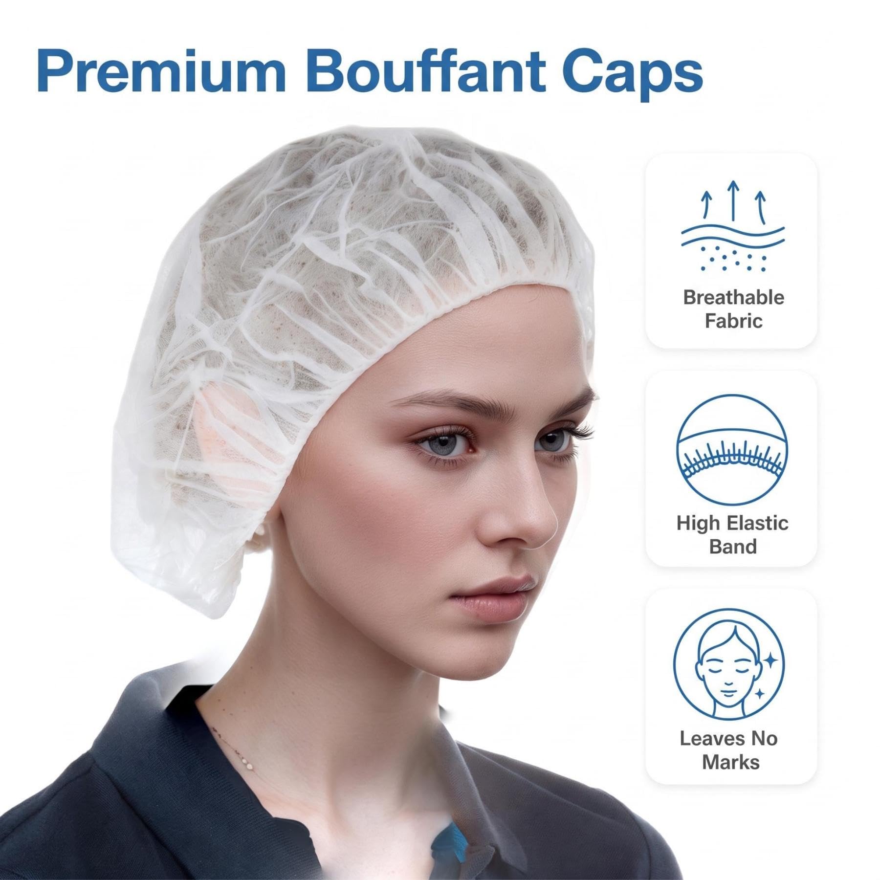 One size fits most long hair bouffant cap
