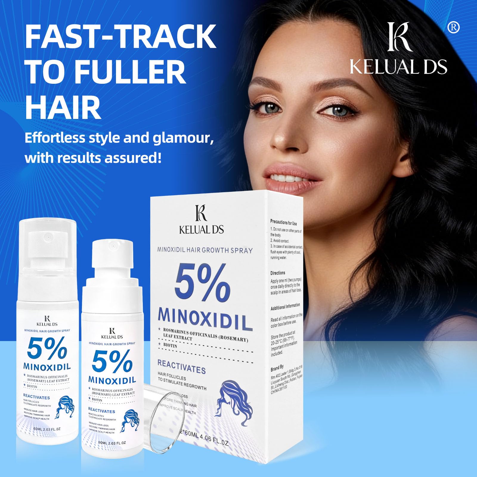 KELUAL DS 5% Minoxidil Hair Growth treatment 2x60ml