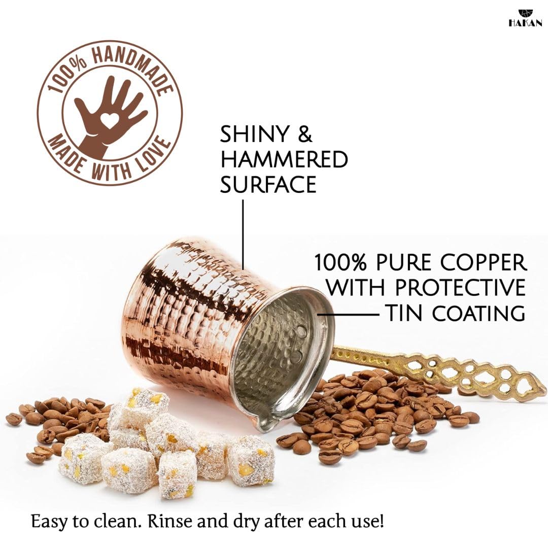 Brass handle copper coffee pot by Hakan