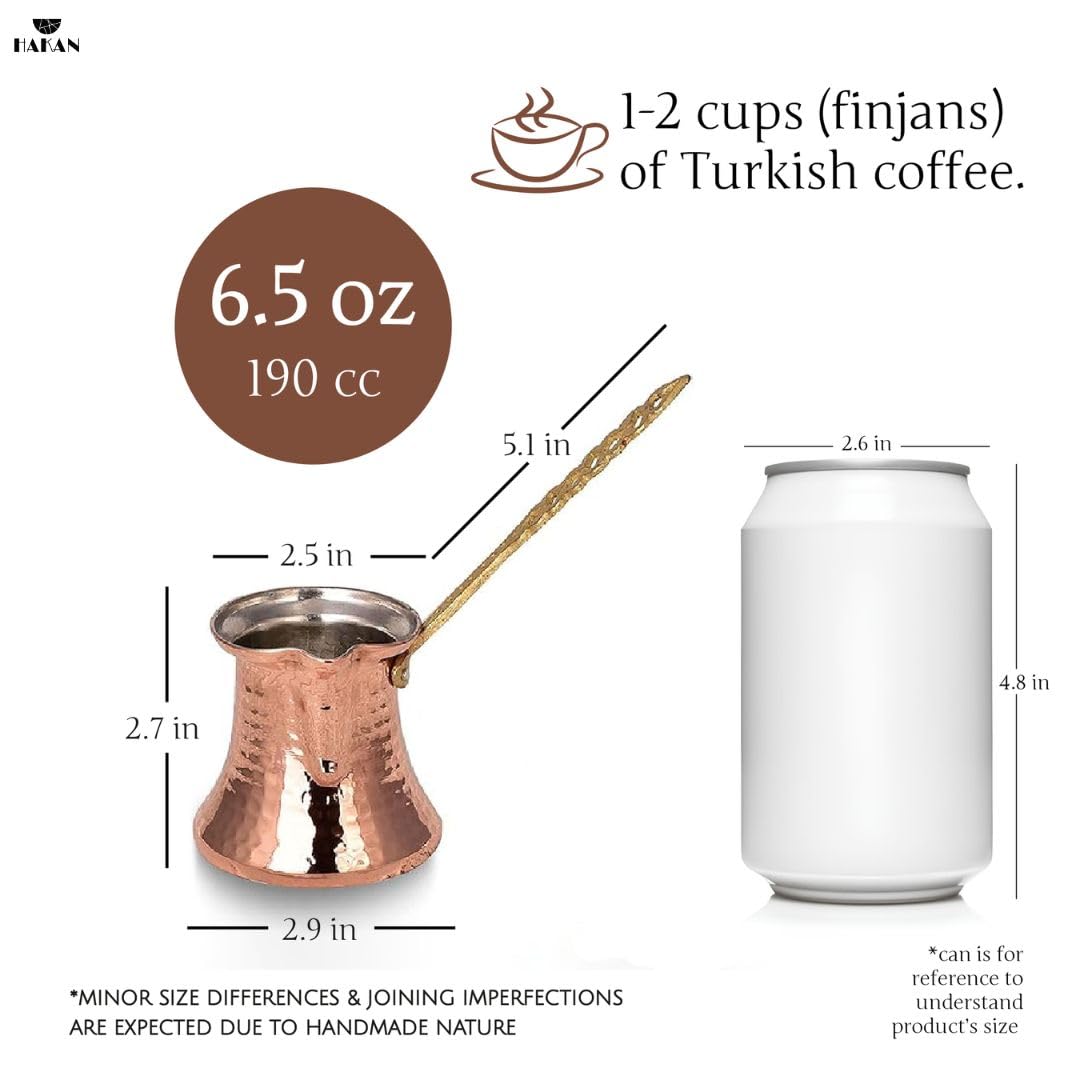 Hammered copper pot for Turkish Greek Arabic coffee