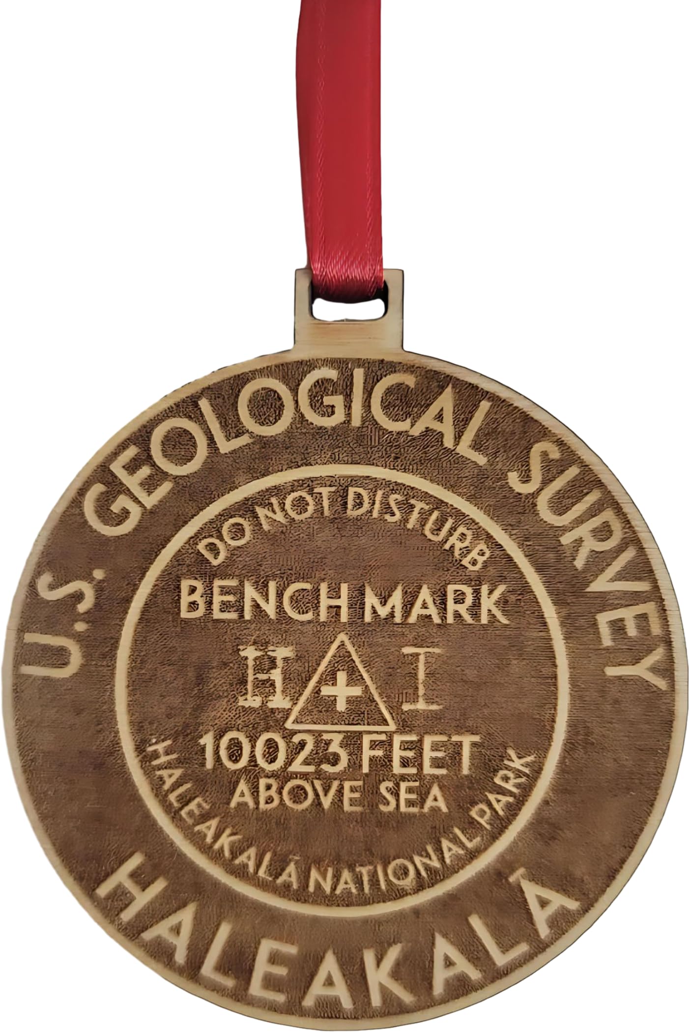 Haleakala Ornament Hawaii engraved wood 3.1 inch