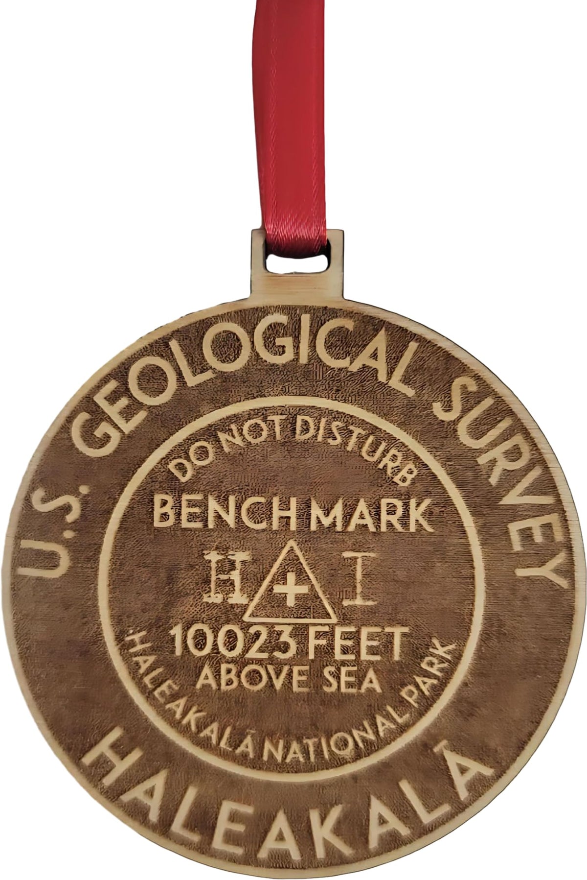 Haleakala Ornament Hawaii engraved wood 3.1 inch