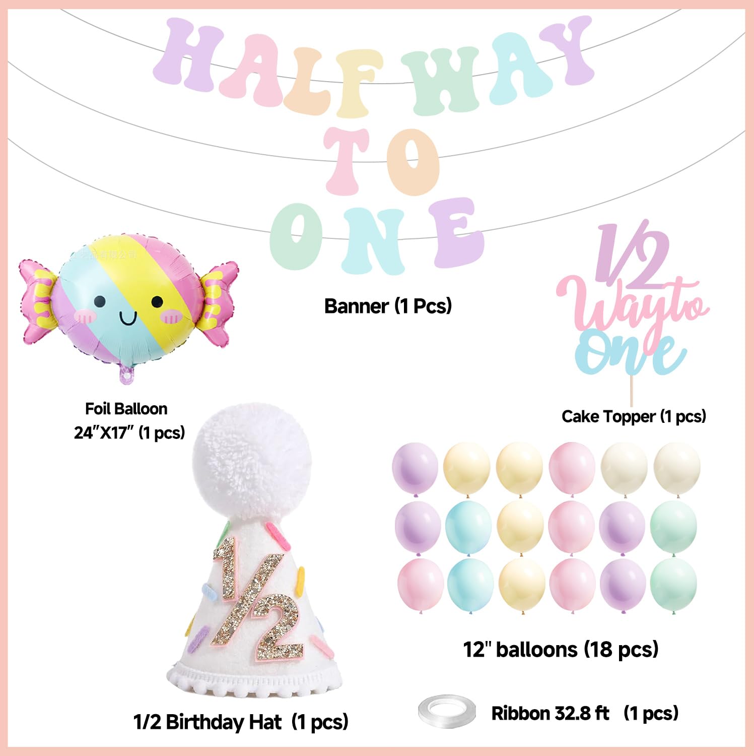 Pastel half birthday hat for baby girl