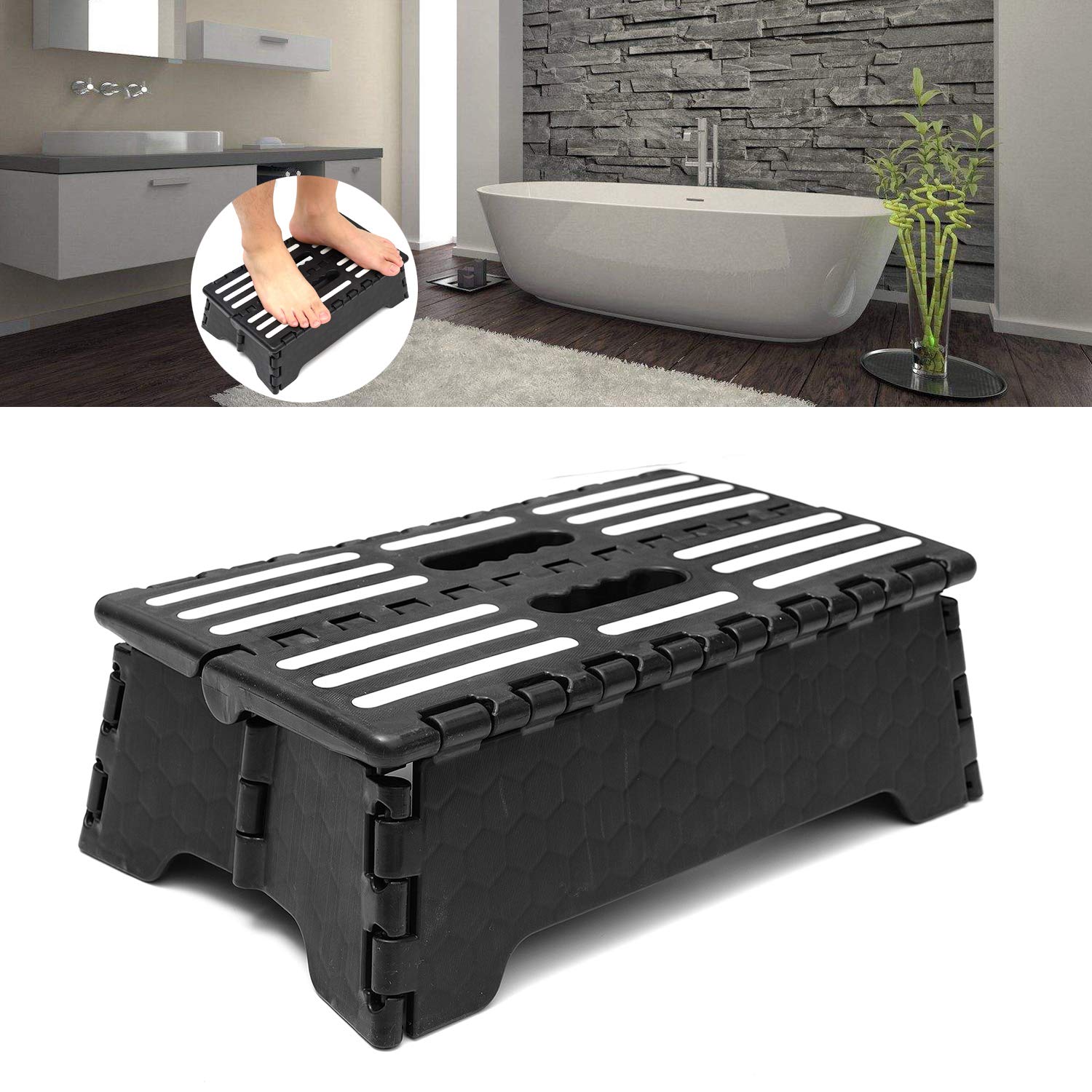 Half-step design with 15 by 7.8 inch platform