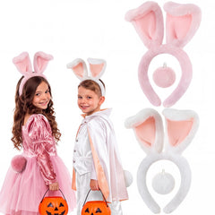 Pink white Halloween bunny ears headband