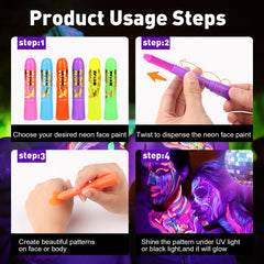 Twistable glow paint sticks easy to apply and remove