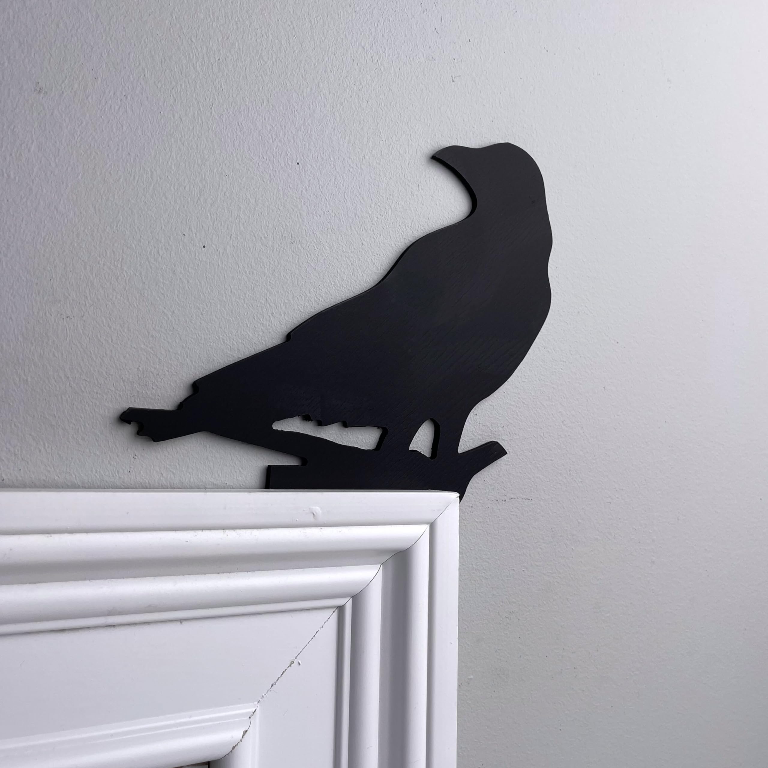 Black crow door corner decor for Halloween mantel display