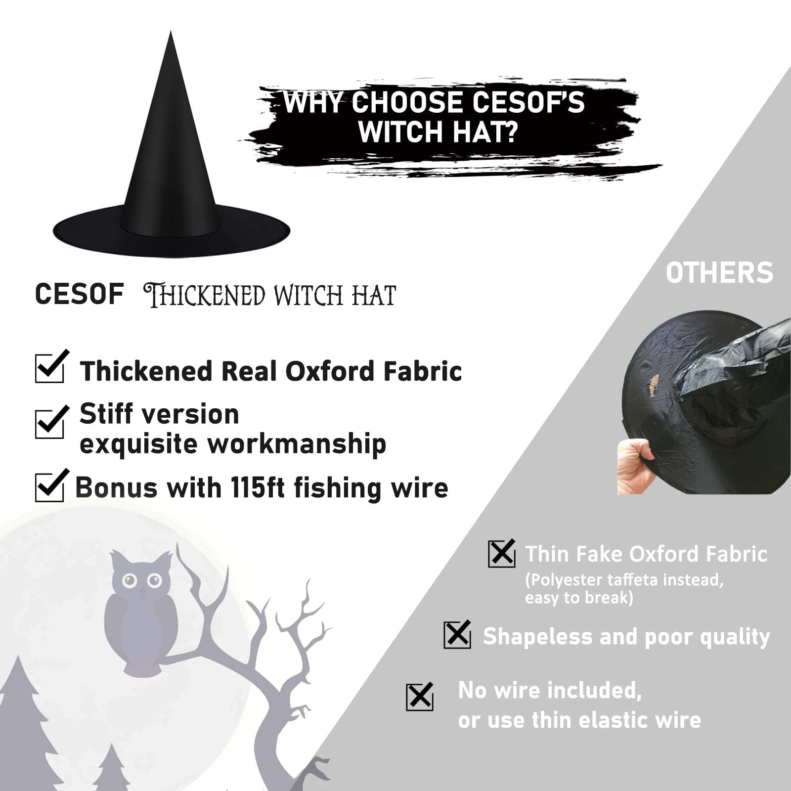 15 inch wide brim witch hats for porch display