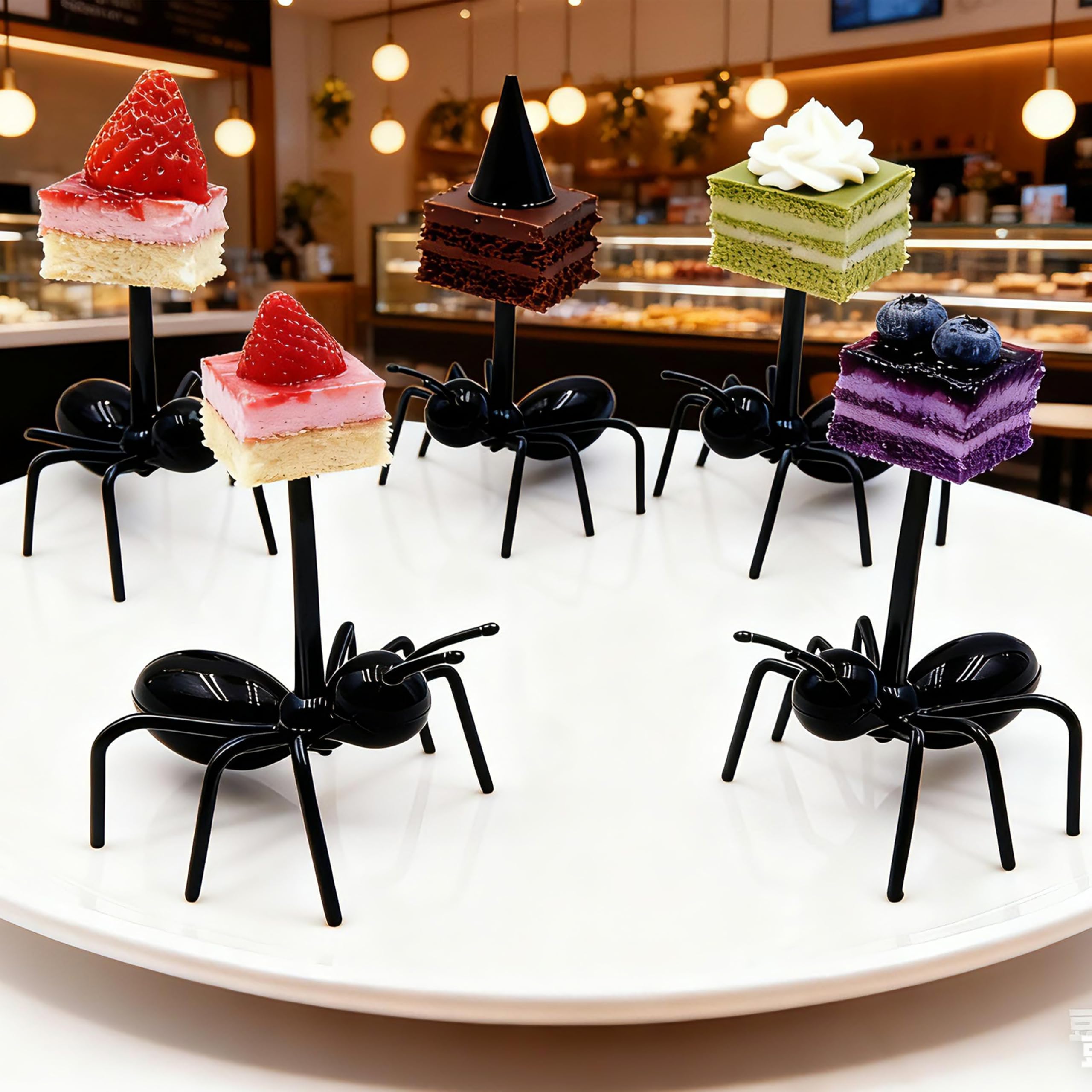 pack of 36 black ant forks for Halloween snacks