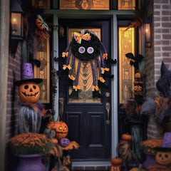 Door wreath sign with witch legs for front door