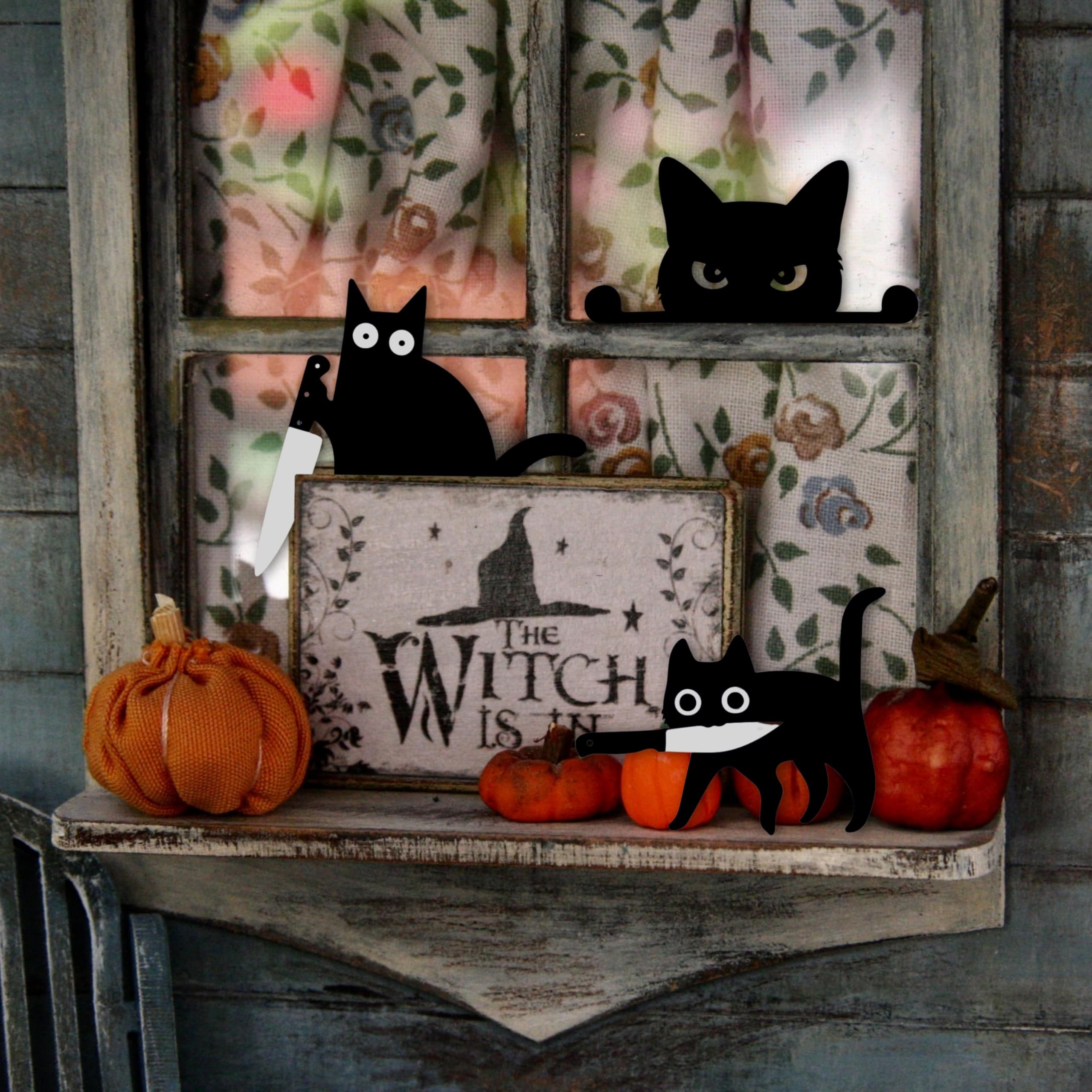 Cat lover gift for Halloween decor features