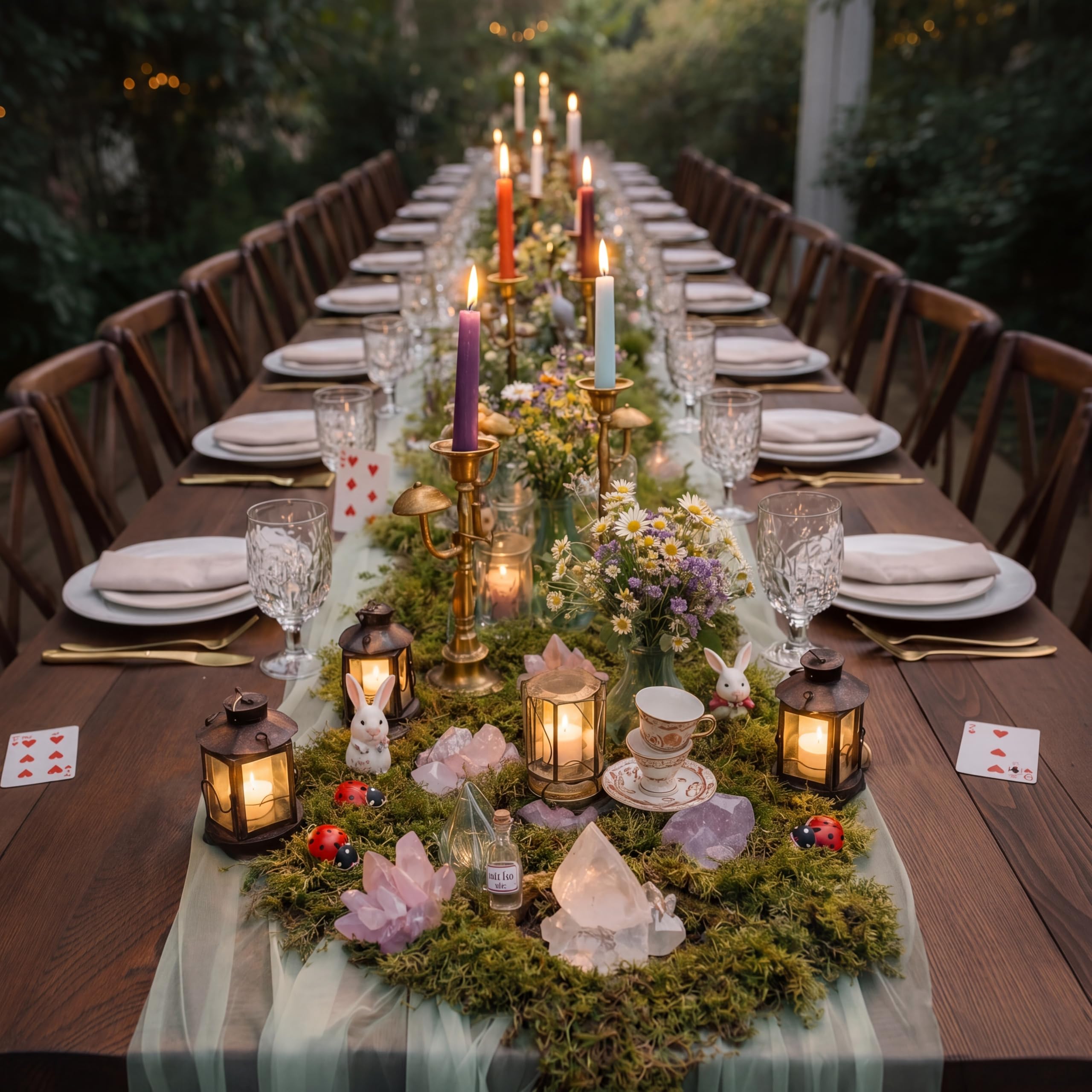 Fairy tale forest themed table decor for events