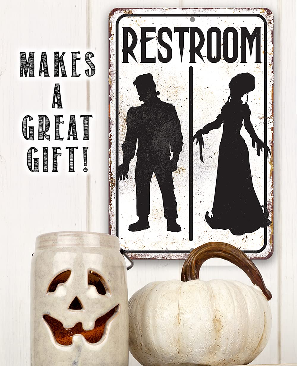 Durable aluminum Frankenstein Restroom sign suitable for indoor outdoor use