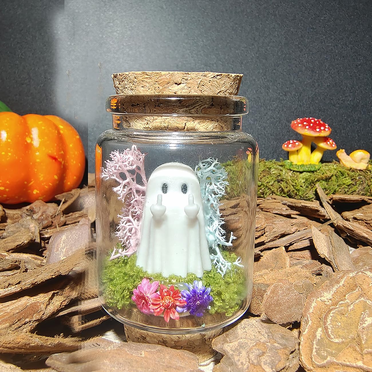3-piece ghost jar set for shelves and mantels