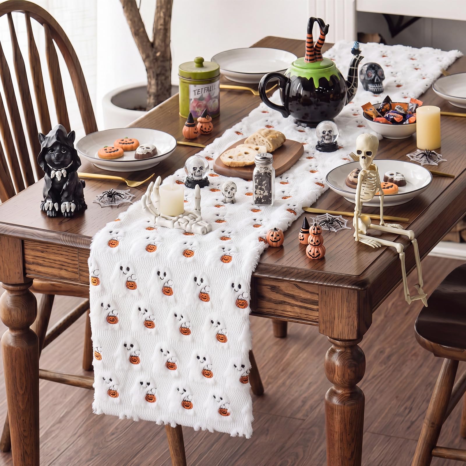 Package includes 1 Halloween Ghost Table Runner