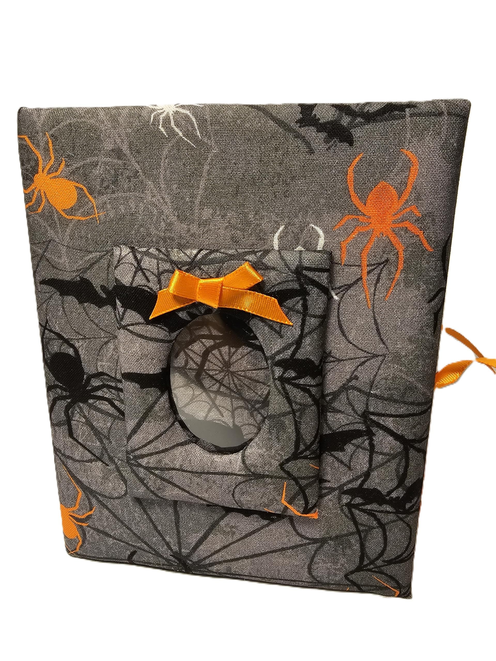 Halloween Photo Album cover featuring Spider and Bat with orange ribbon