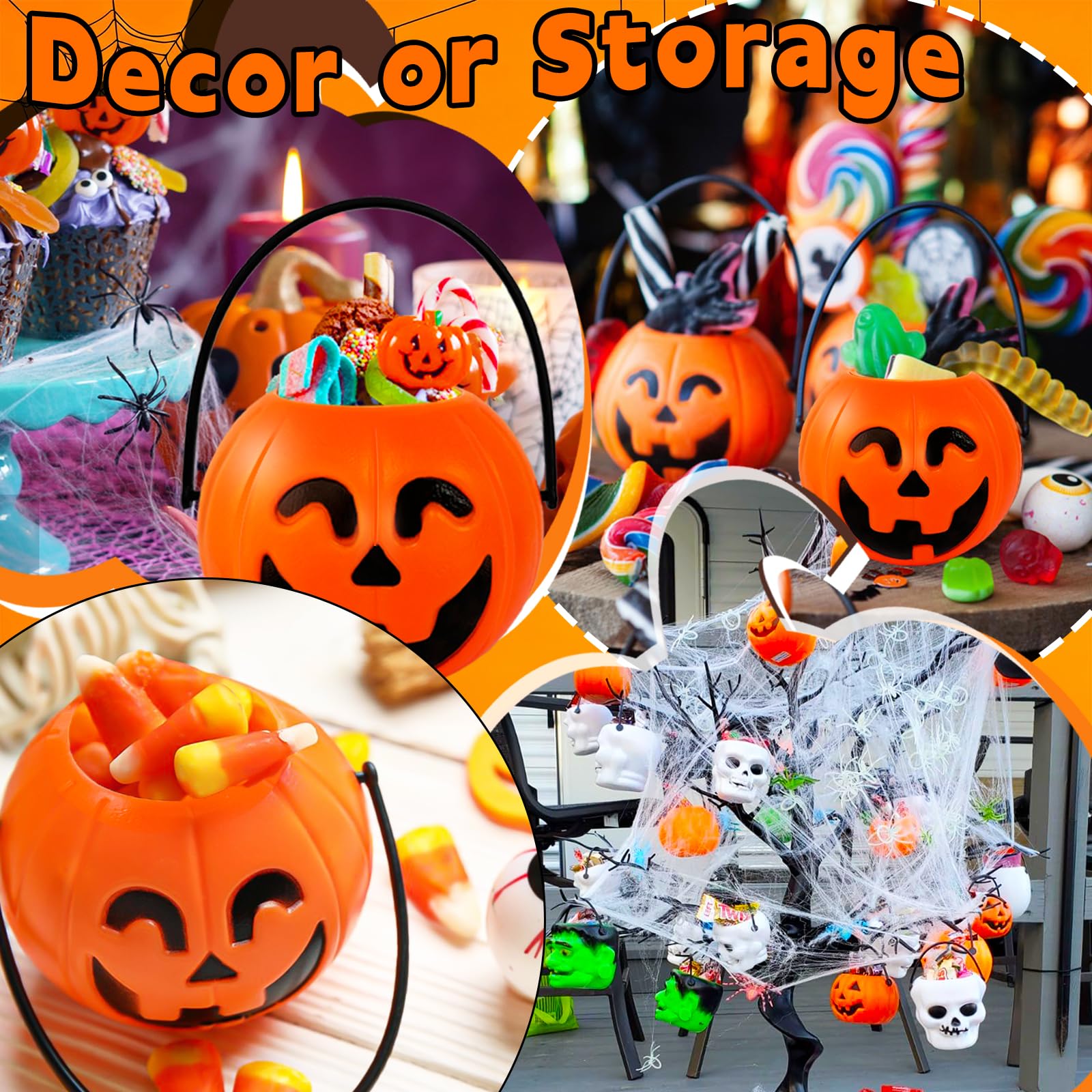 Indoor outdoor decor pumpkin baskets for Halloween scenes