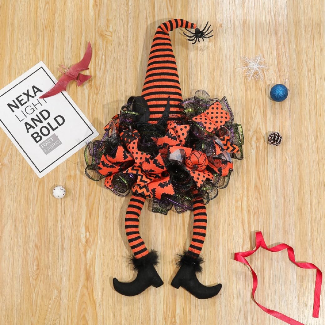 Halloween Witch Wreath with Lights option not included