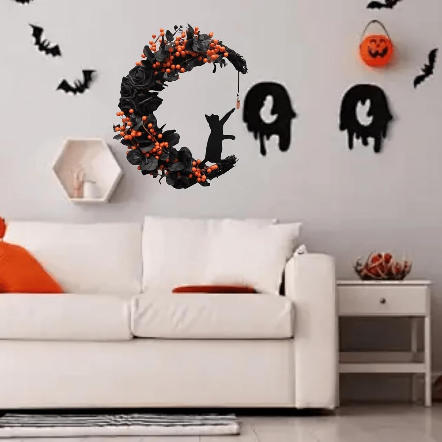 Lights option for Halloween wreath using 2 x AA batteries