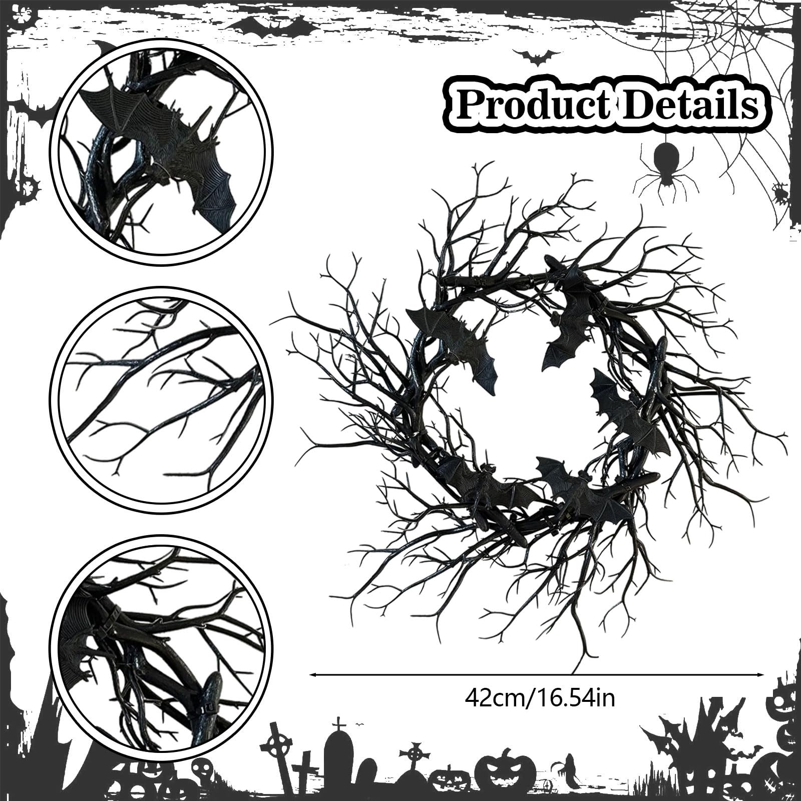 Halloween Wreath with Lights design for doors and walls