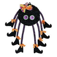 Halloween wreath for front door with 8 witch legs