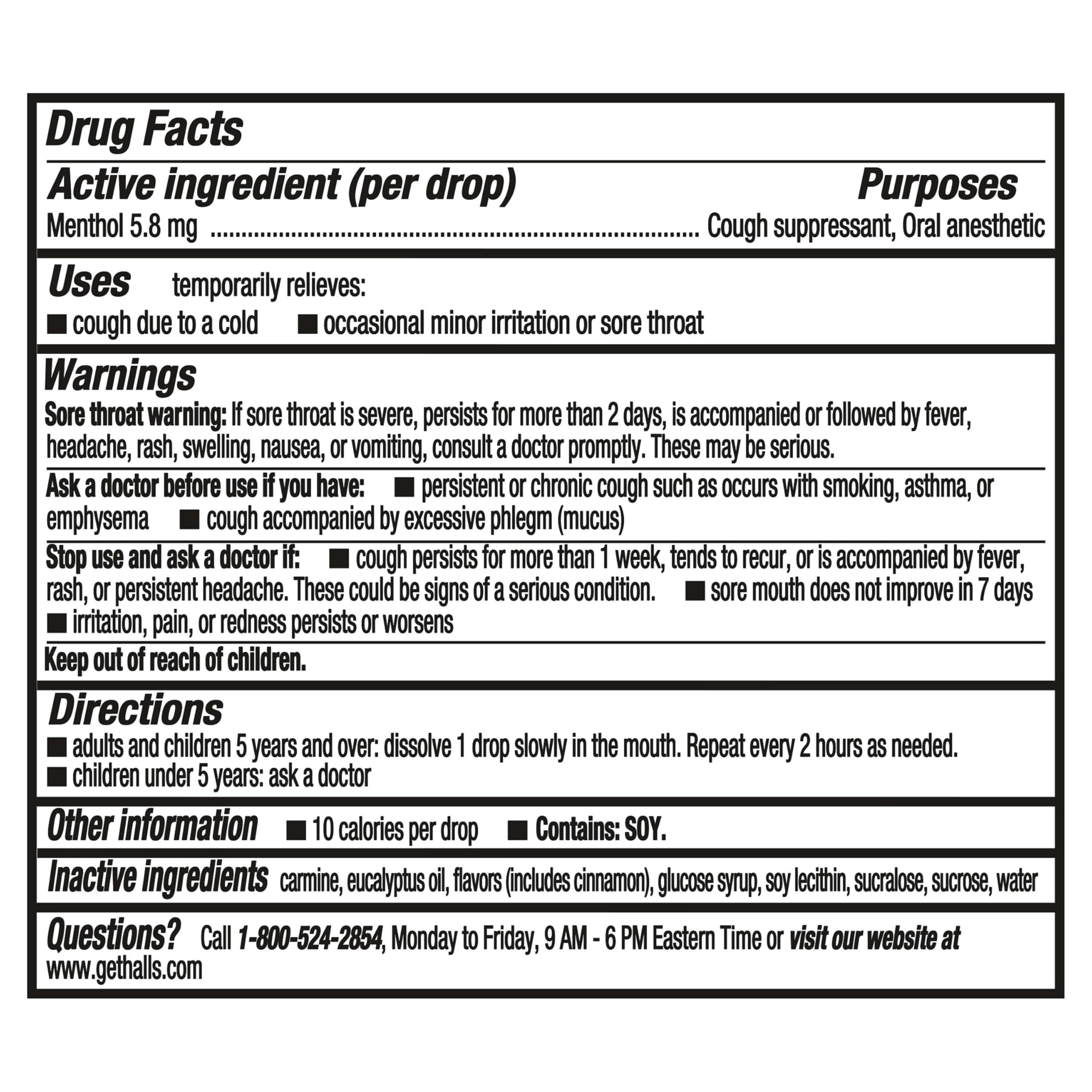 HALLS cherry cough drops bulk pack label