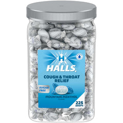 HALLS bulk jar containing 225 mountain menthol sugar free cough drops