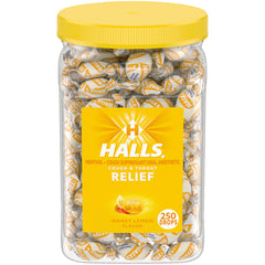 HALLS Cough & Throat Relief Honey Lemon Drops bulk package