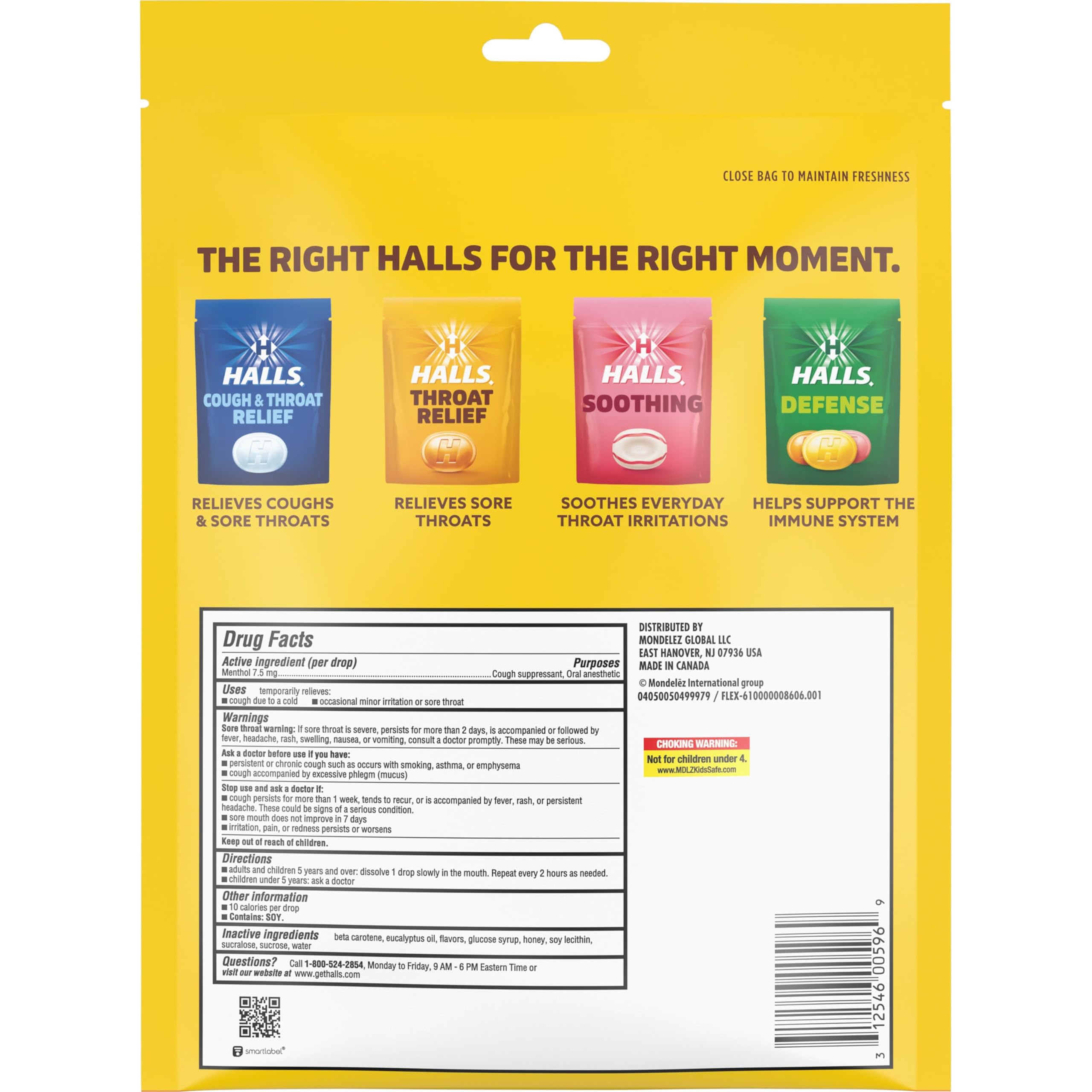 Halls menthol cough relief drops details