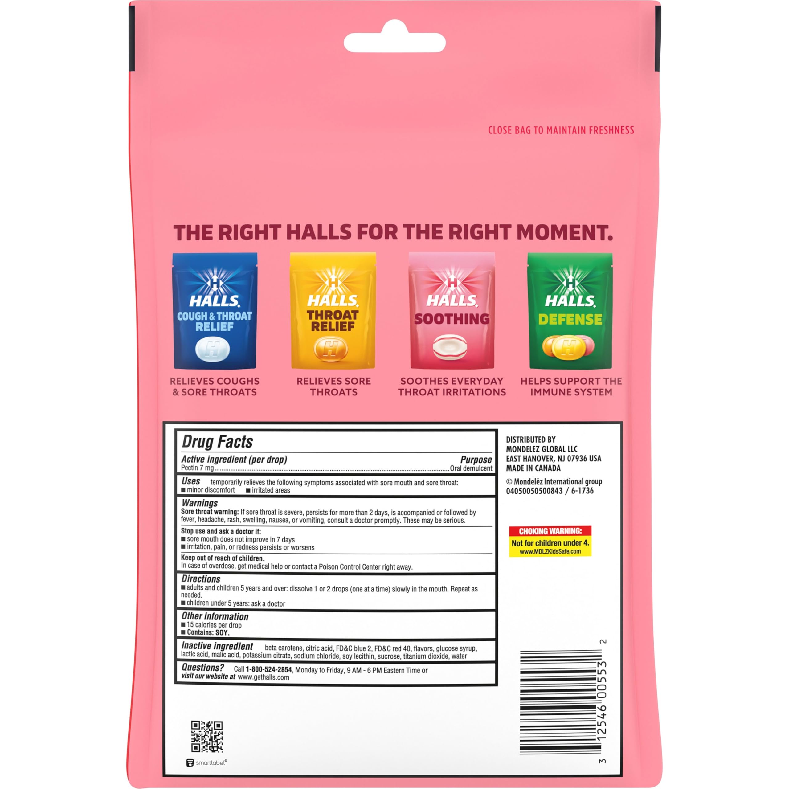 Value pack bag of 70 throat drops from HALLS
