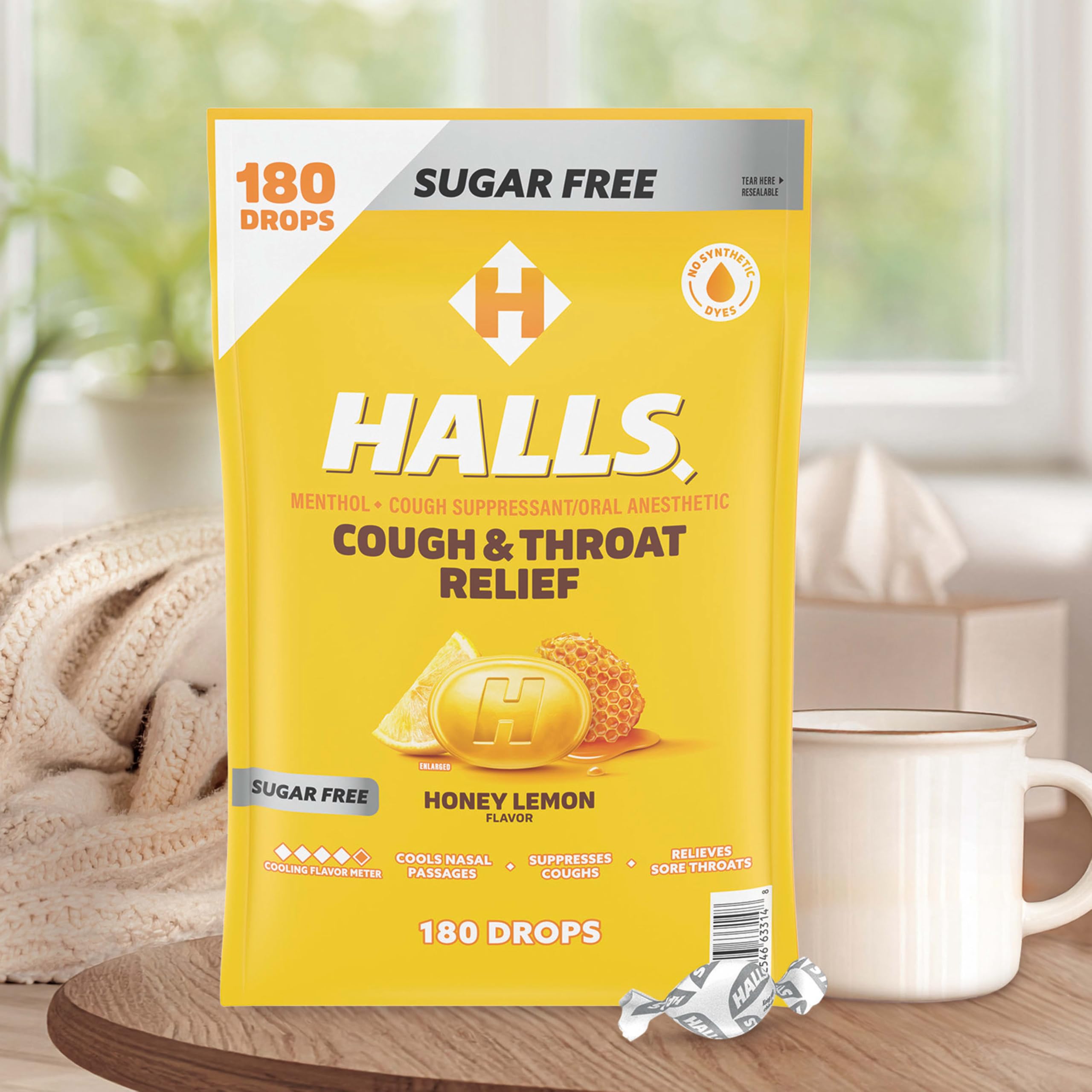 No nasal decongestant included in HALLS cough drops