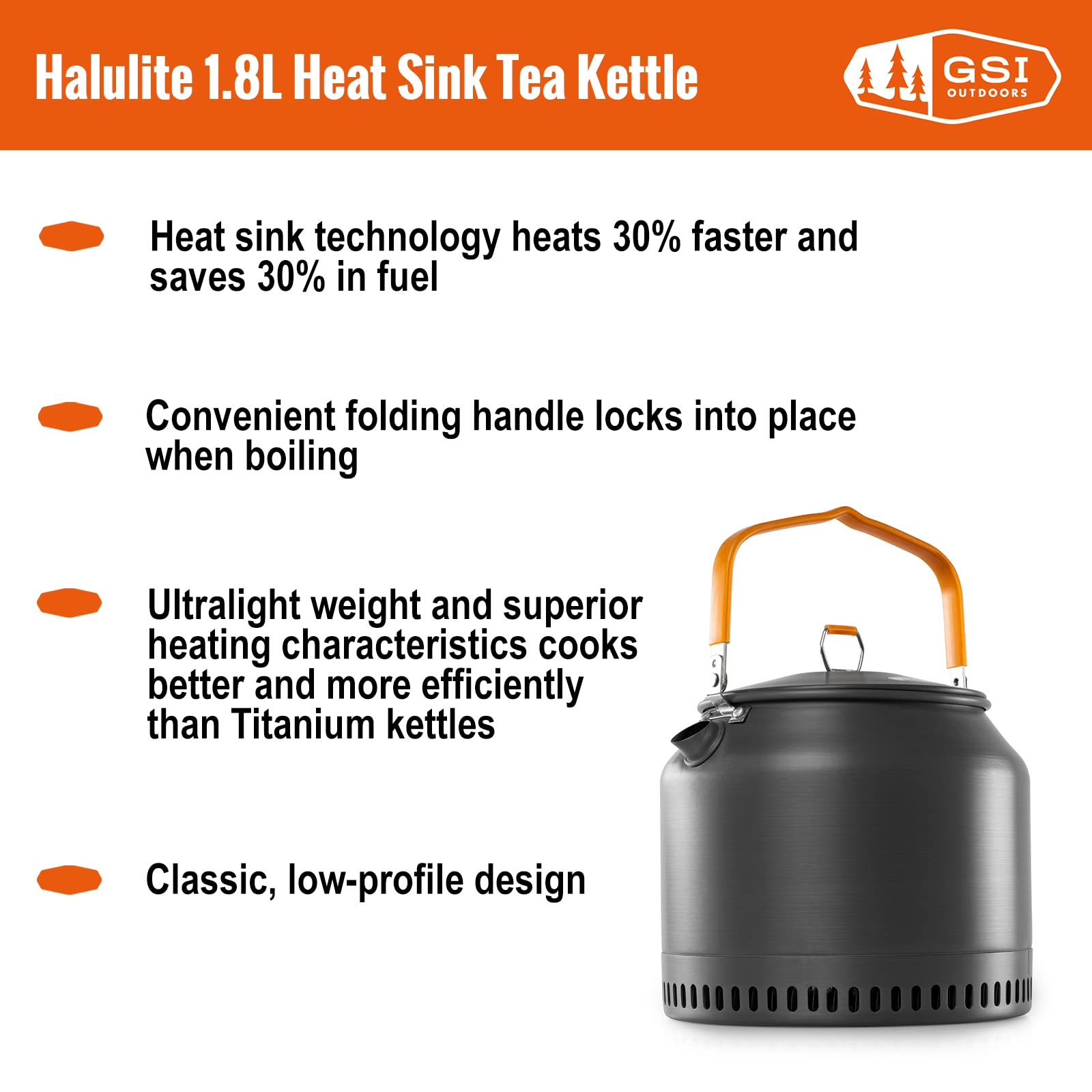 Halulite 1.8L tea kettle for ultralight camping