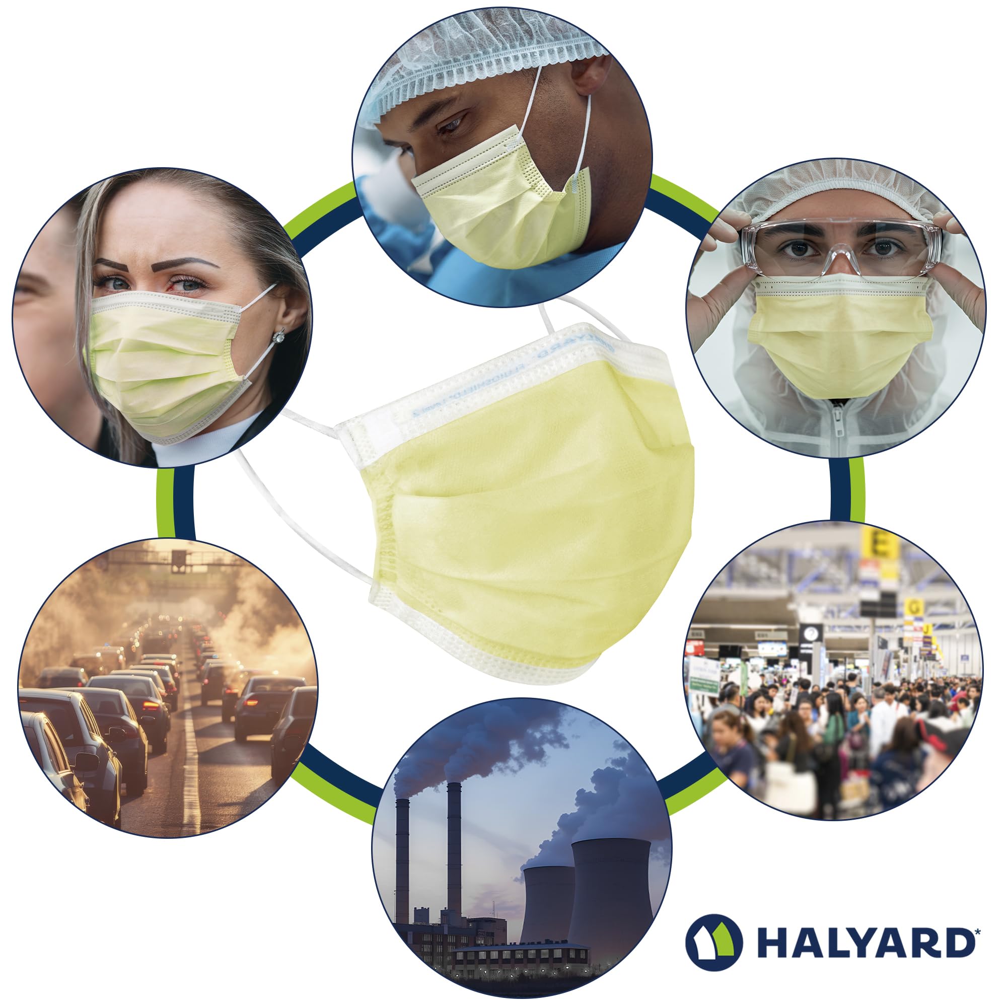 Yellow HALYARD mask model 25867 50-pack