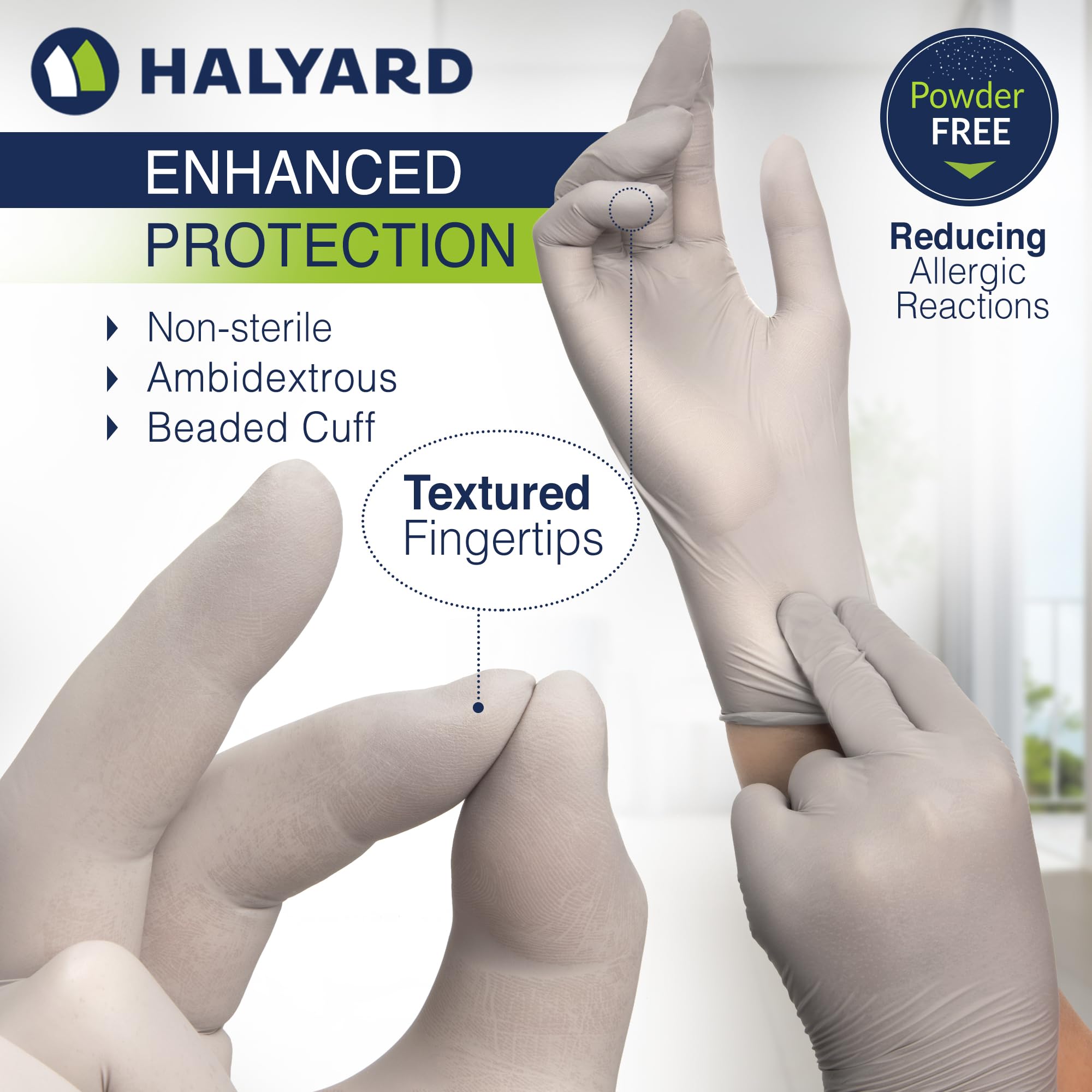Powder free HALYARD Sterling SG nitrile exam gloves gray