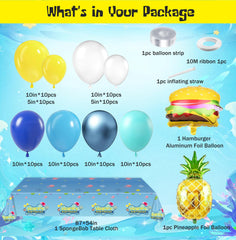 large hamburger balloon and pineapple balloon