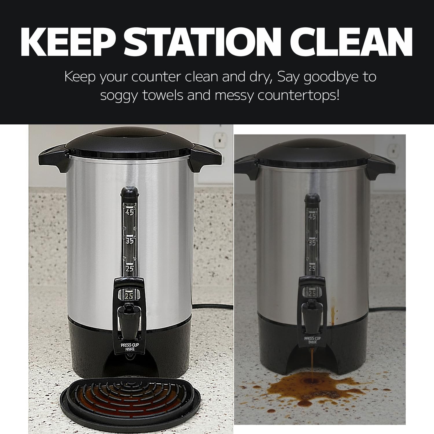 Hamilton 45 Cup coffee urn drip tray edge