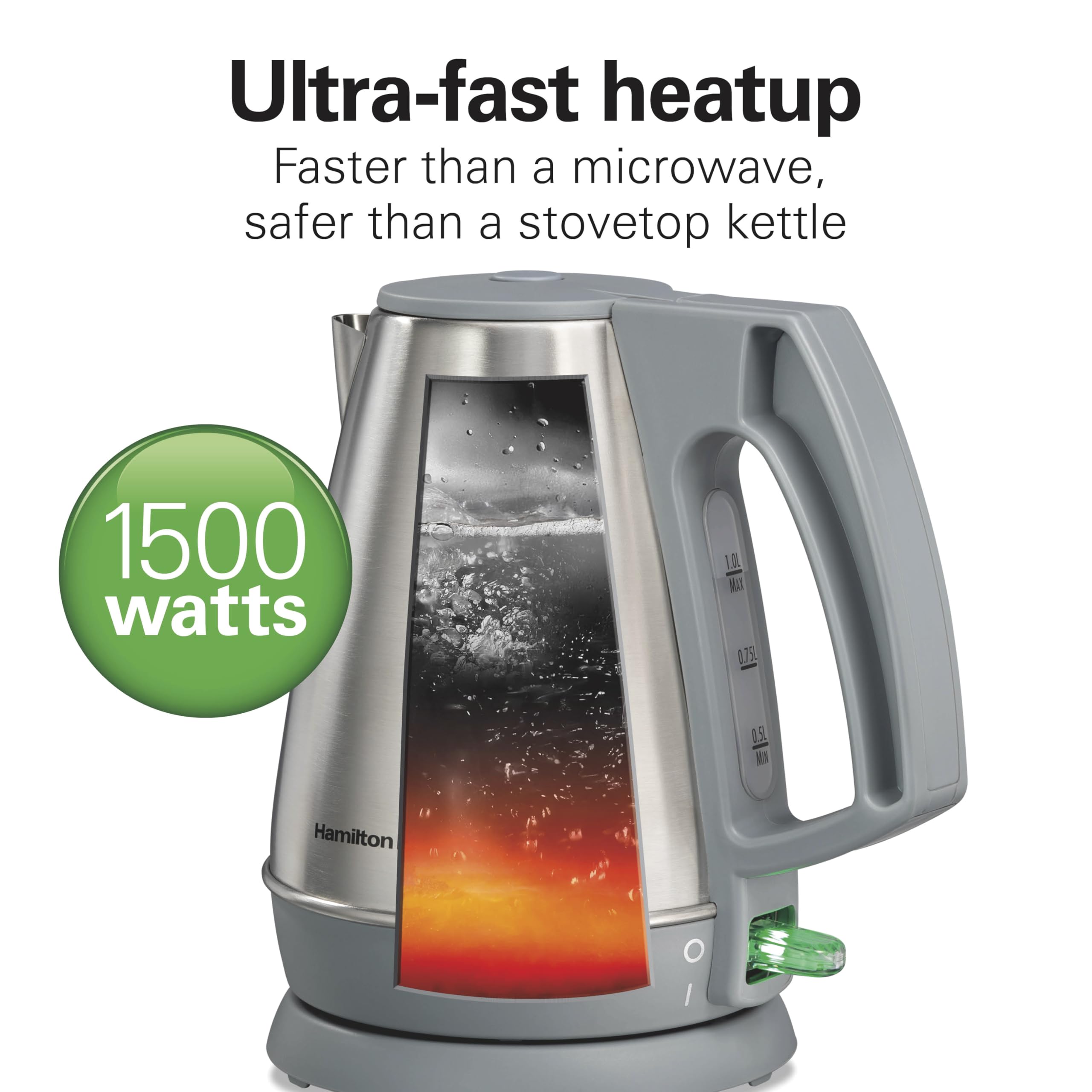 Model 41065 stainless steel electric kettle on base
